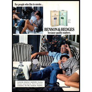1988 Benson Hedges Cigarettes Vintage Print Ad Patio Weekend Lounge Wall Art